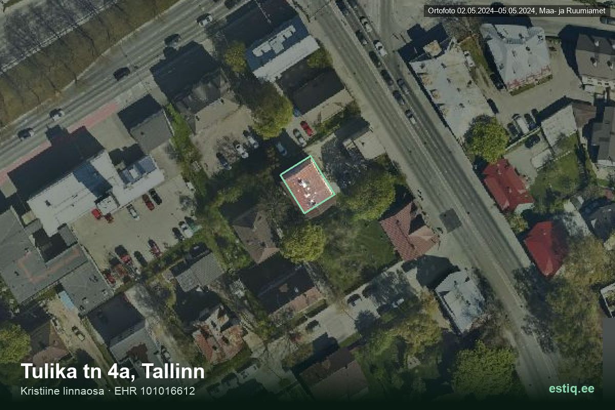 Tulika tänav 4a, Tallinn – hoone aerofoto, kontuur ehitisregistri (EHR) andmetest
