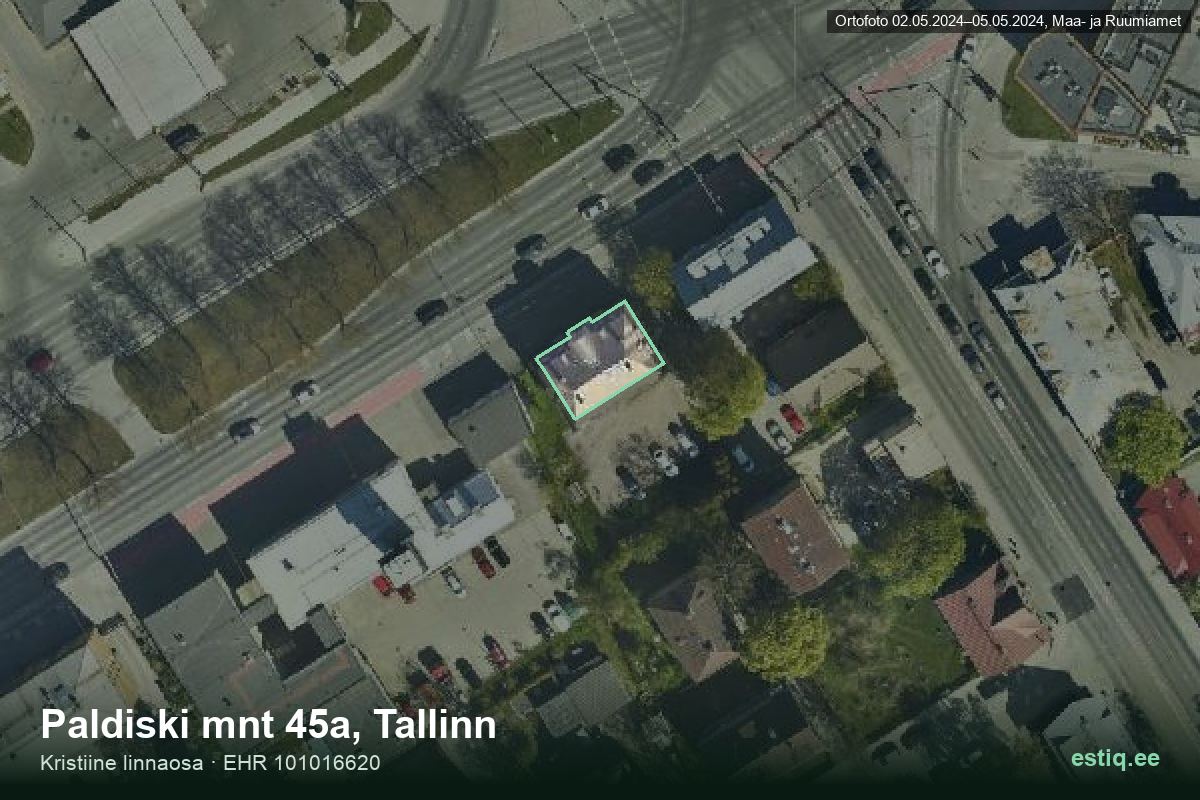 Paldiski mnt 45a, Tallinn – aerial photo of the building, outline from the Building Register (EHR)