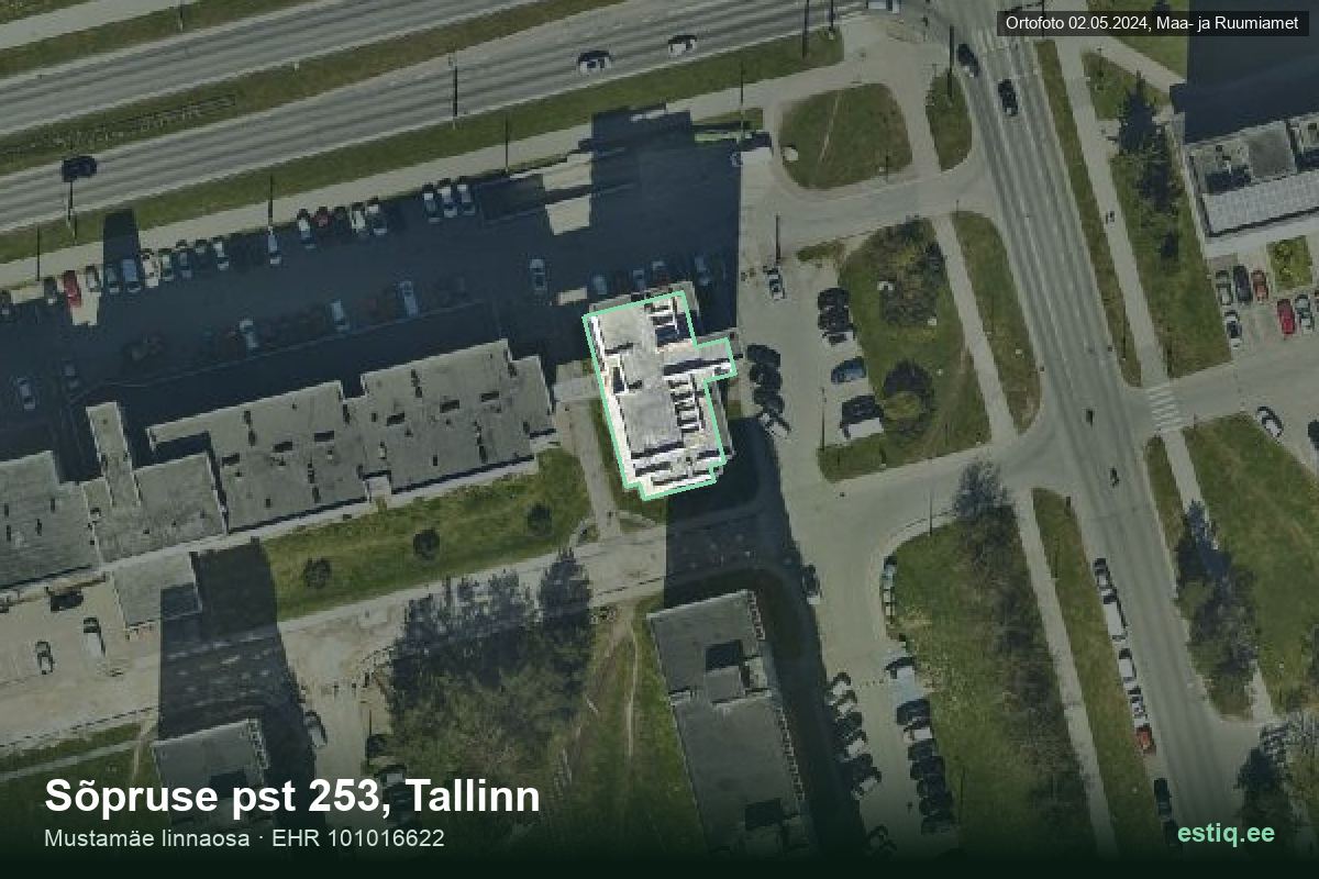 Sõpruse pst 253, Tallinn – aerial photo of the building, outline from the Building Register (EHR)