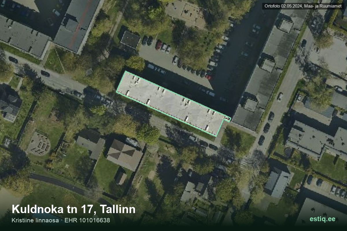 Kuldnoka tänav 17, Tallinn – аэрофото дома, контур по данным регистра строений (EHR)