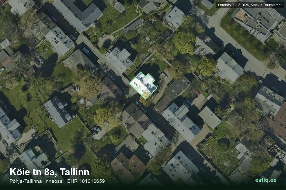 Köie tn 8a, Tallinn – ilmakuva rakennuksesta, ääriviiva rakennusrekisteristä (EHR)