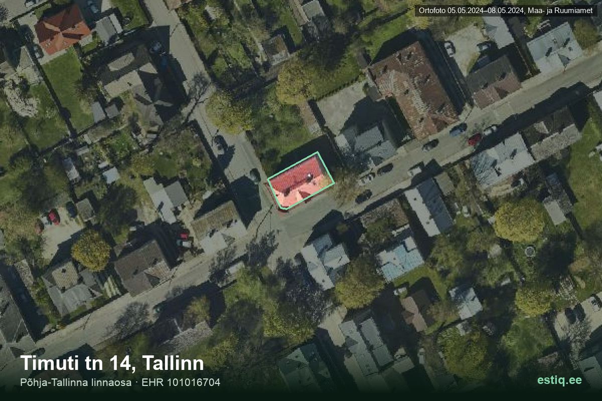 Timuti tänav 14, Tallinn – aerial photo of the building, outline from the Building Register (EHR)