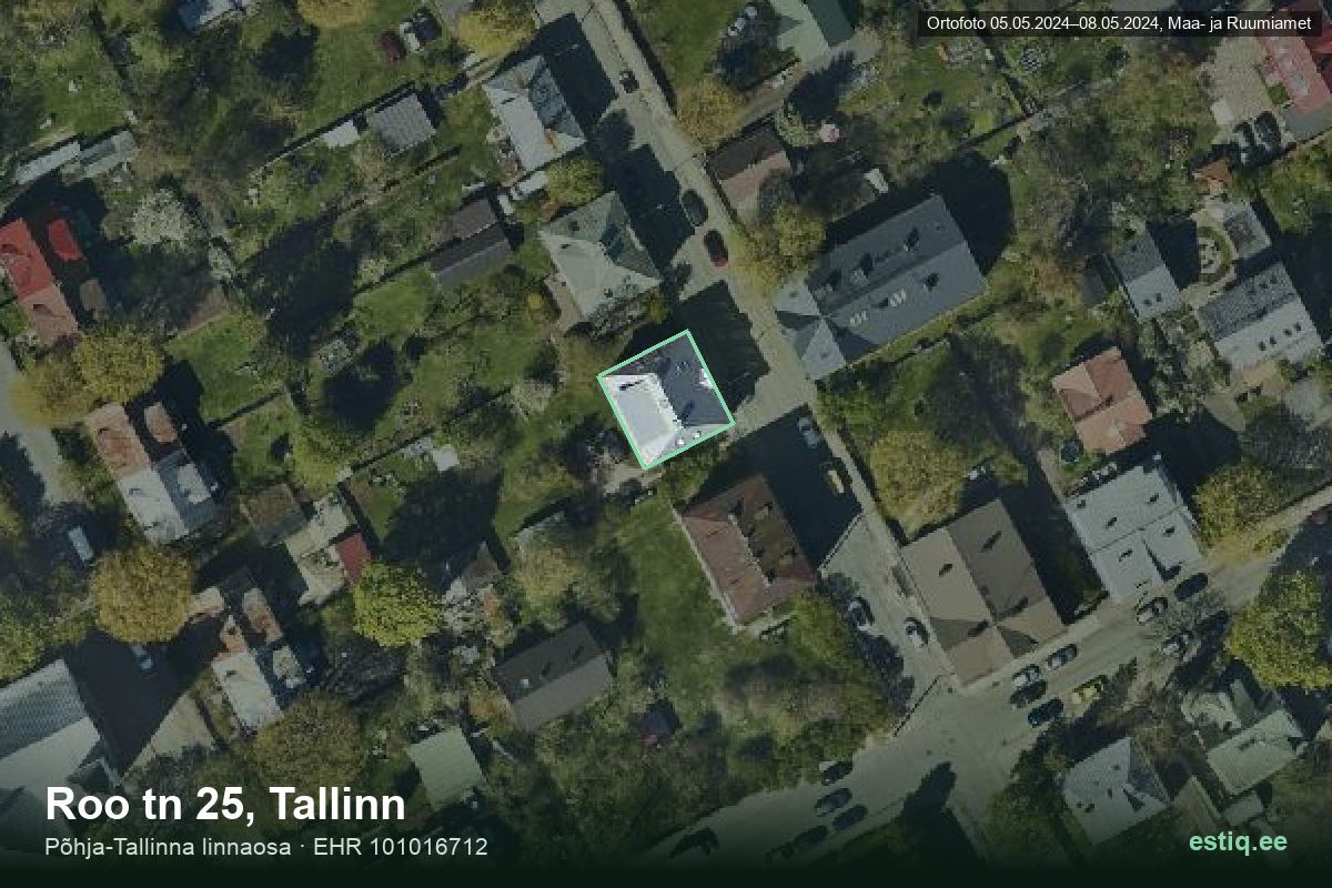 Roo tänav 25, Tallinn – ilmakuva rakennuksesta, ääriviiva rakennusrekisteristä (EHR)