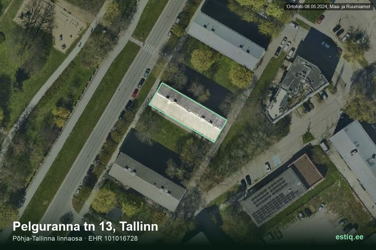 Pelguranna tänav 13, Tallinn – hoone aerofoto, kontuur ehitisregistri (EHR) andmetest