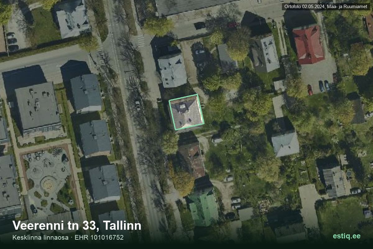 Veerenni tänav 33, Tallinn – aerial photo of the building, outline from the Building Register (EHR)