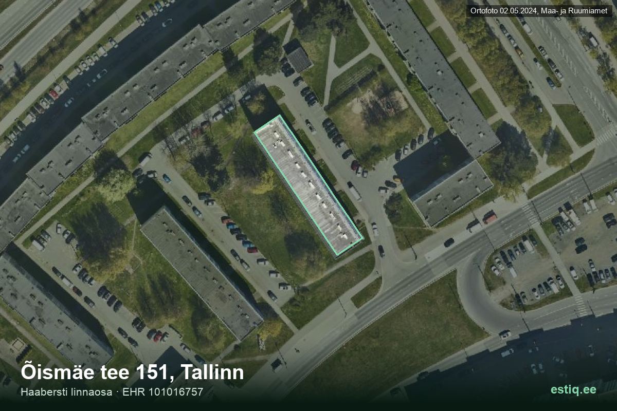 Õismäe tee 151, Tallinn – ilmakuva rakennuksesta, ääriviiva rakennusrekisteristä (EHR)