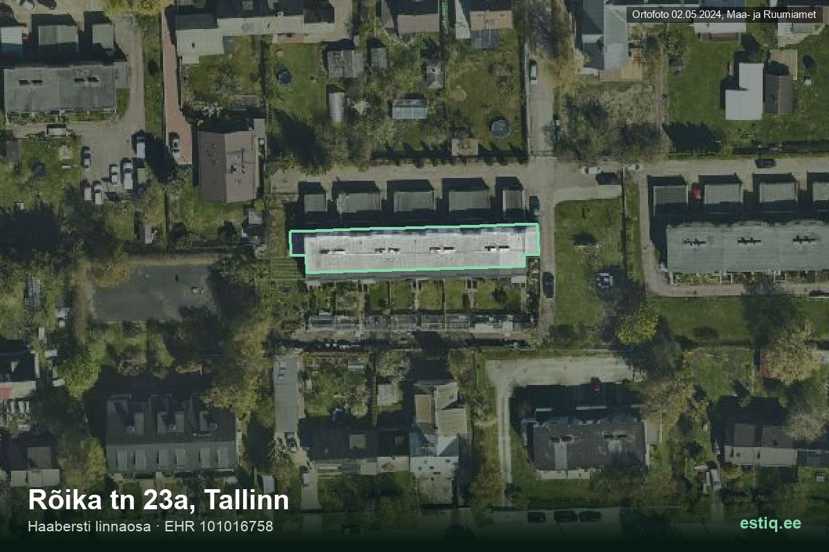 Rõika tänav 23a, Tallinn – ilmakuva rakennuksesta, ääriviiva rakennusrekisteristä (EHR)