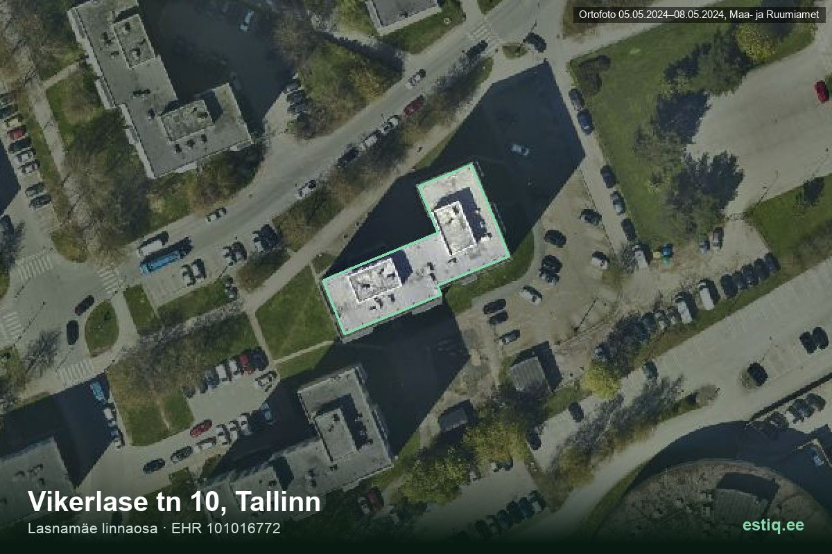 Vikerlase tänav 10, Tallinn – hoone aerofoto, kontuur ehitisregistri (EHR) andmetest