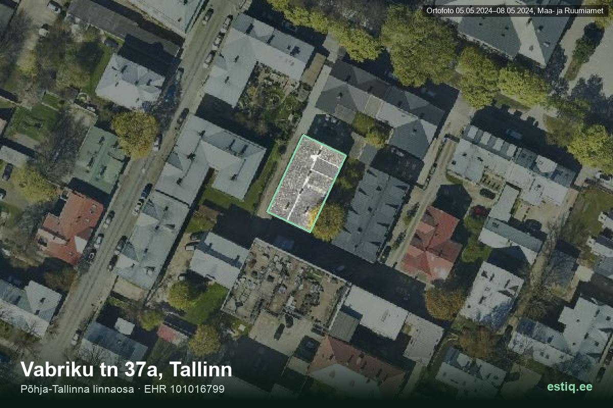 Vabriku tänav 37a, Tallinn – hoone aerofoto, kontuur ehitisregistri (EHR) andmetest
