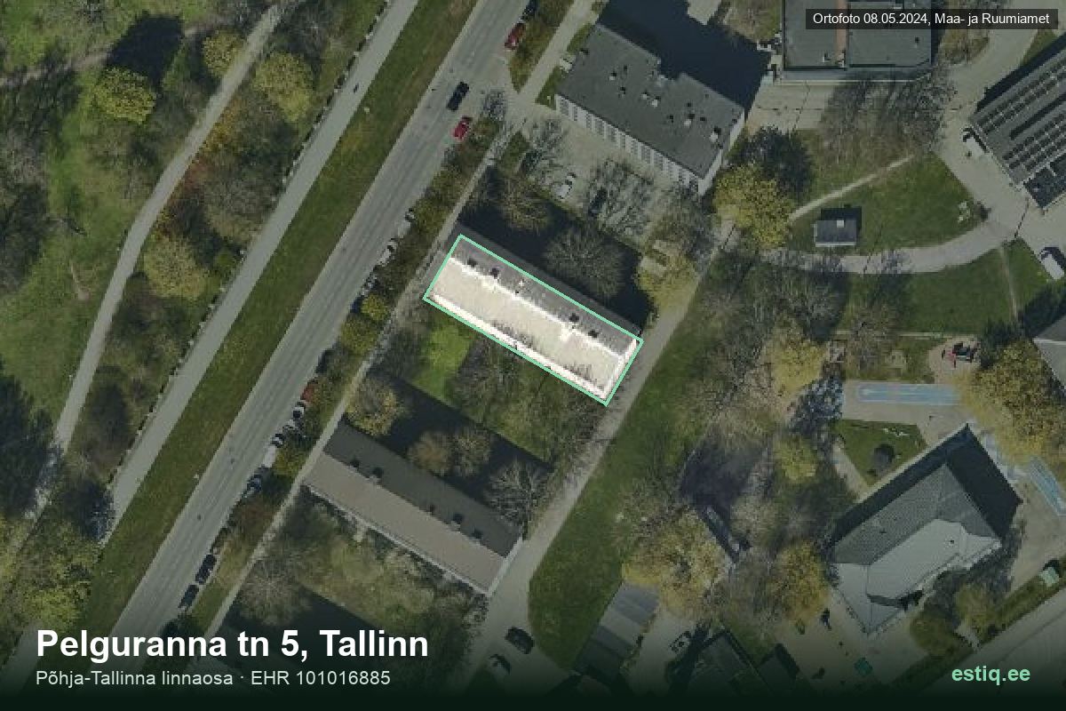 Pelguranna tänav 5, Tallinn – hoone aerofoto, kontuur ehitisregistri (EHR) andmetest