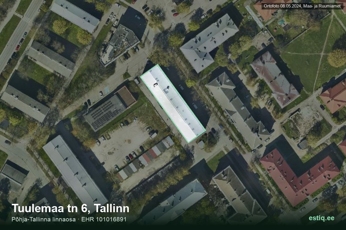 Tuulemaa tänav 6, Tallinn – hoone aerofoto, kontuur ehitisregistri (EHR) andmetest