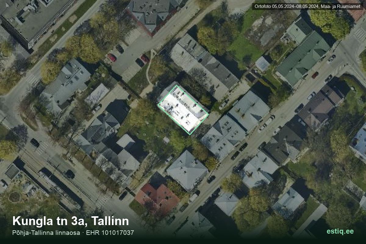Kungla tänav 3a, Tallinn – hoone aerofoto, kontuur ehitisregistri (EHR) andmetest