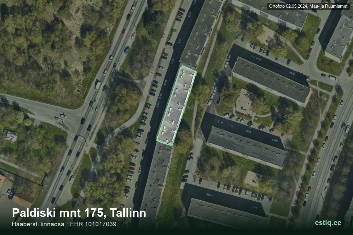 Paldiski mnt 175, Tallinn – hoone aerofoto, kontuur ehitisregistri (EHR) andmetest