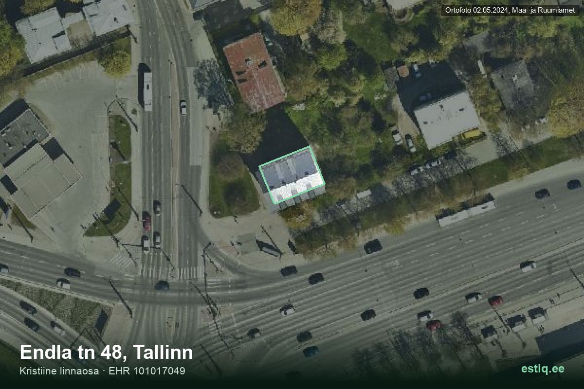 Endla tänav 48, Tallinn – hoone aerofoto, kontuur ehitisregistri (EHR) andmetest