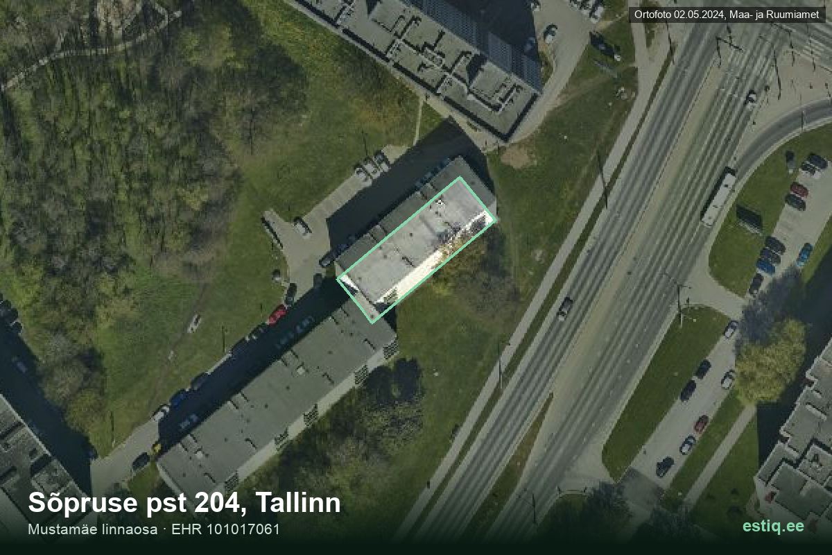 Sõpruse pst 204, Tallinn – aerial photo of the building, outline from the Building Register (EHR)