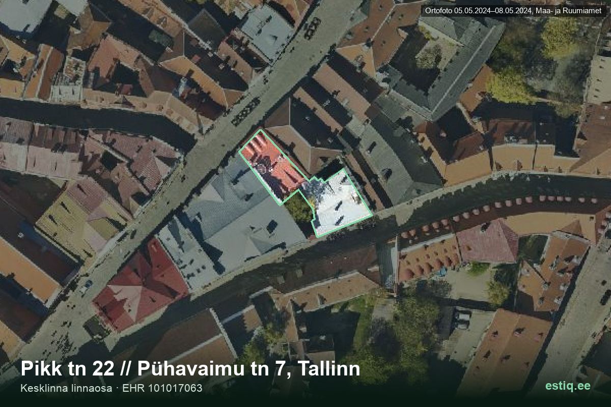 Pikk tänav 22, Tallinn – ilmakuva rakennuksesta, ääriviiva rakennusrekisteristä (EHR)