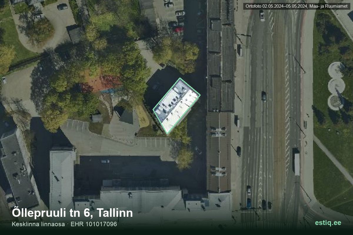 Õllepruuli tänav 6, Tallinn – aerial photo of the building, outline from the Building Register (EHR)