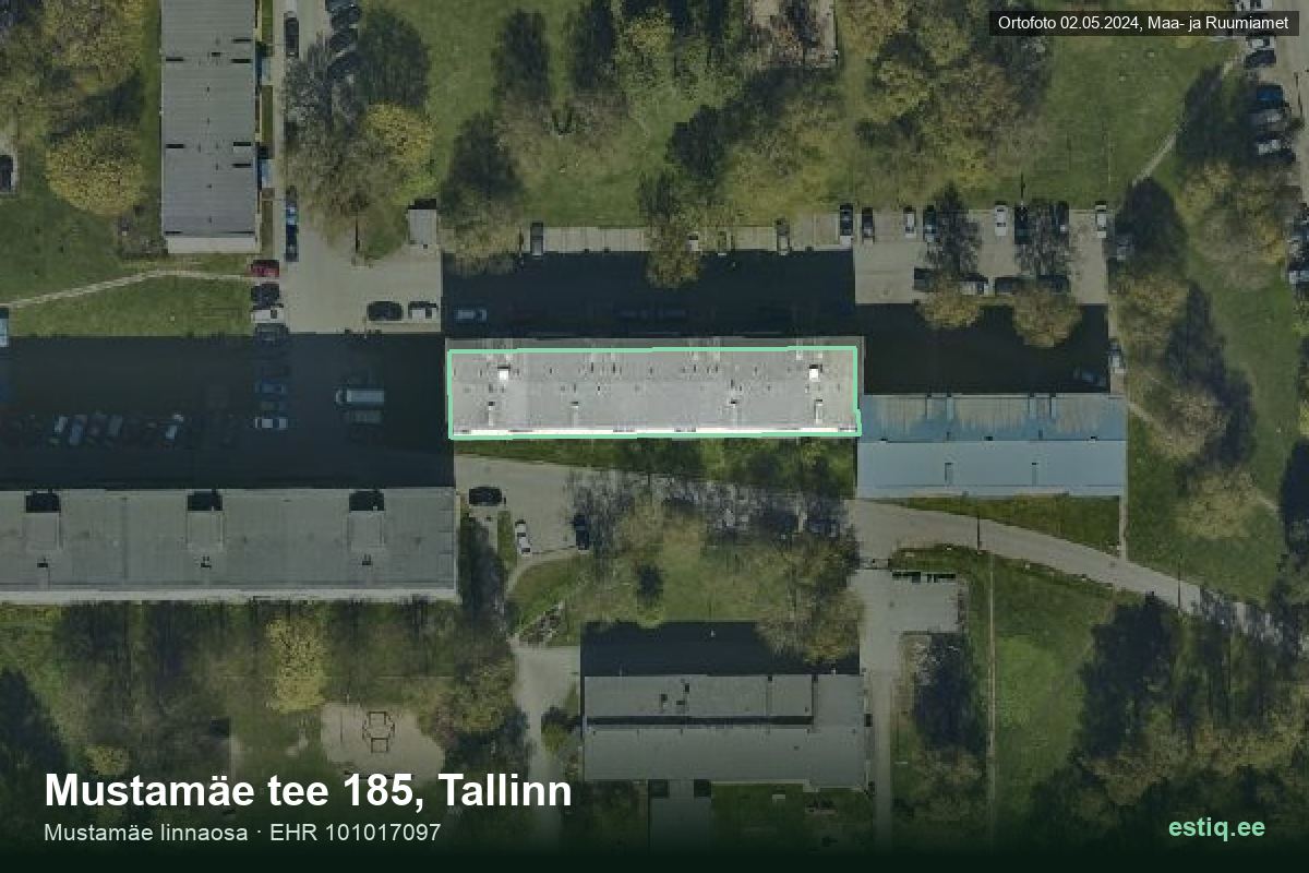 Mustamäe tee 185, Tallinn – hoone aerofoto, kontuur ehitisregistri (EHR) andmetest