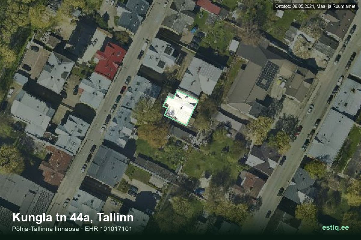Kungla tänav 44a, Tallinn – hoone aerofoto, kontuur ehitisregistri (EHR) andmetest