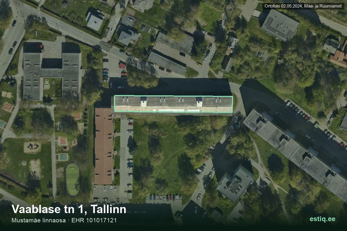Vaablase tänav 1, Tallinn – ilmakuva rakennuksesta, ääriviiva rakennusrekisteristä (EHR)