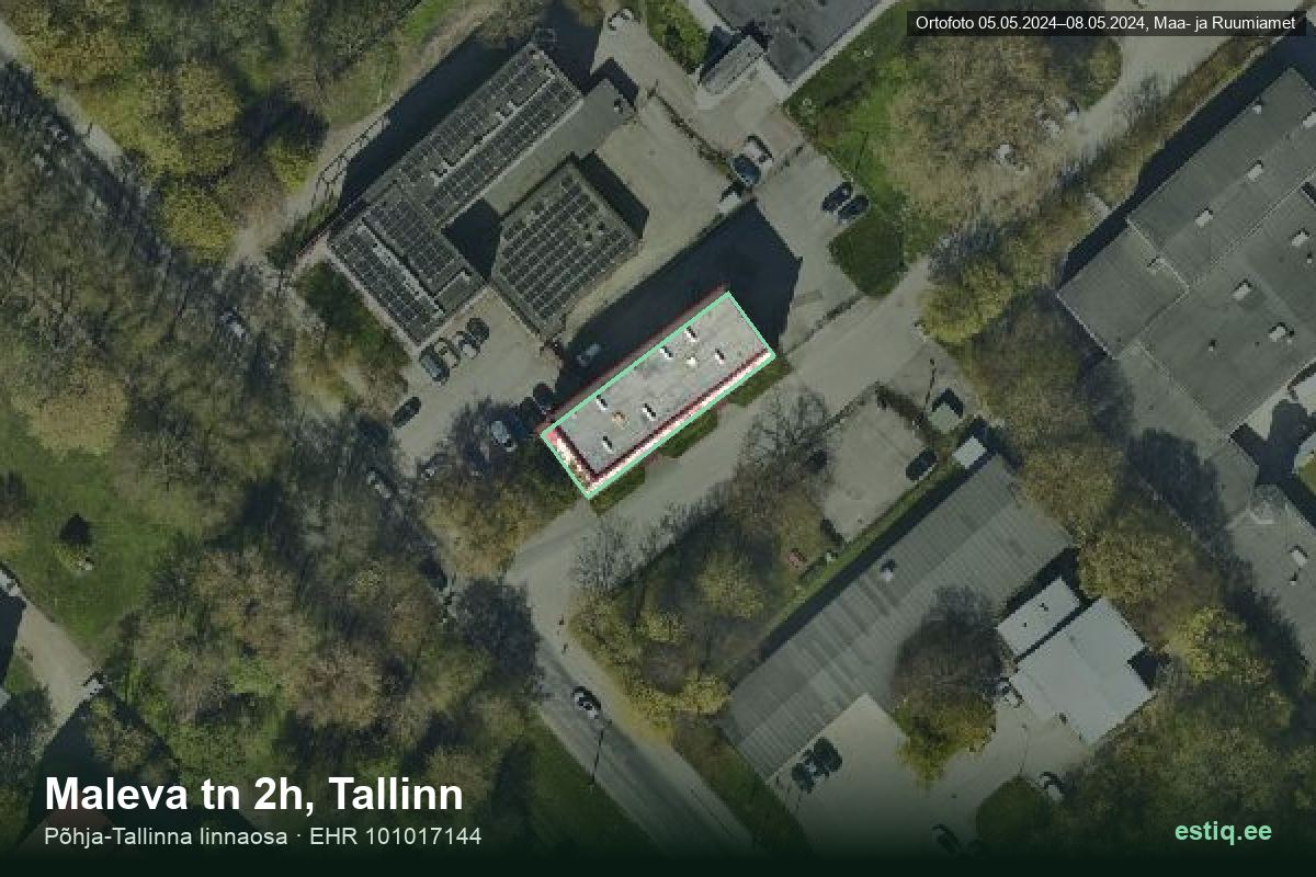 Maleva tänav 2h, Tallinn – hoone aerofoto, kontuur ehitisregistri (EHR) andmetest