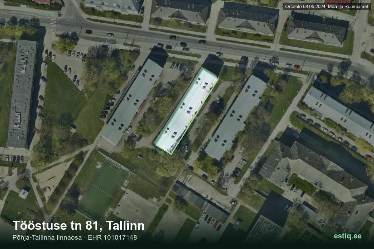 Tööstuse tänav 81, Tallinn – hoone aerofoto, kontuur ehitisregistri (EHR) andmetest