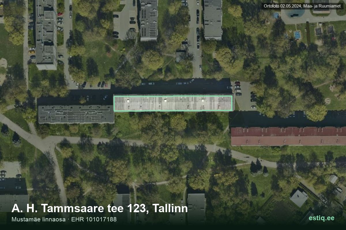 A. H. Tammsaare tee 123, Tallinn – hoone aerofoto, kontuur ehitisregistri (EHR) andmetest