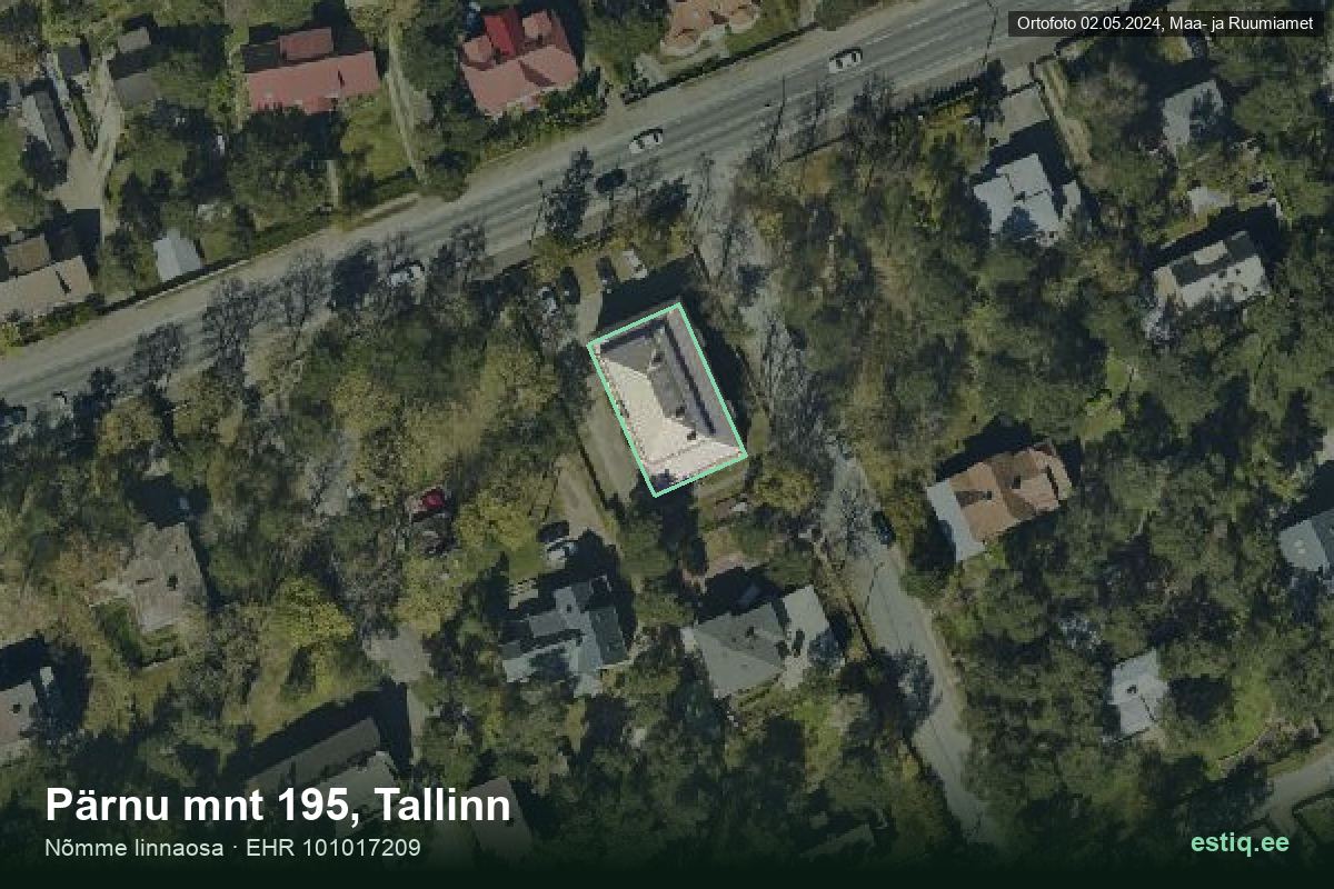 Pärnu mnt 195, Tallinn – hoone aerofoto, kontuur ehitisregistri (EHR) andmetest