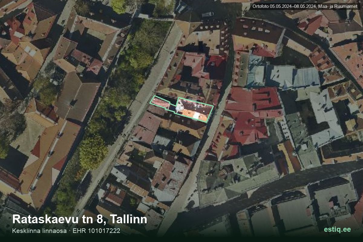 Rataskaevu tänav 8, Tallinn – aerial photo of the building, outline from the Building Register (EHR)