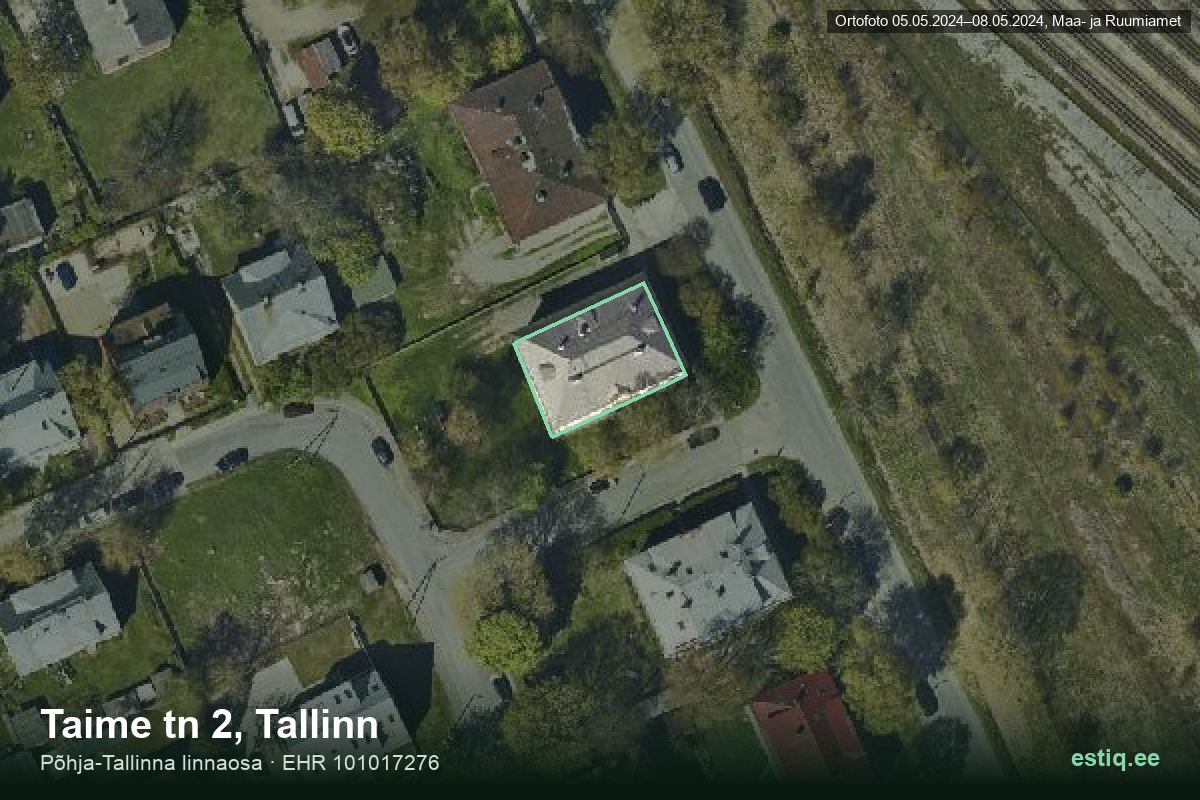 Taime tänav 2, Tallinn – ilmakuva rakennuksesta, ääriviiva rakennusrekisteristä (EHR)