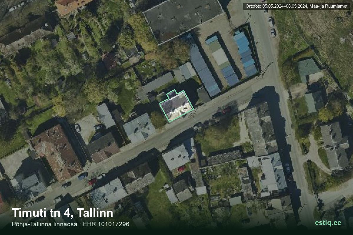 Timuti tänav 4, Tallinn – hoone aerofoto, kontuur ehitisregistri (EHR) andmetest