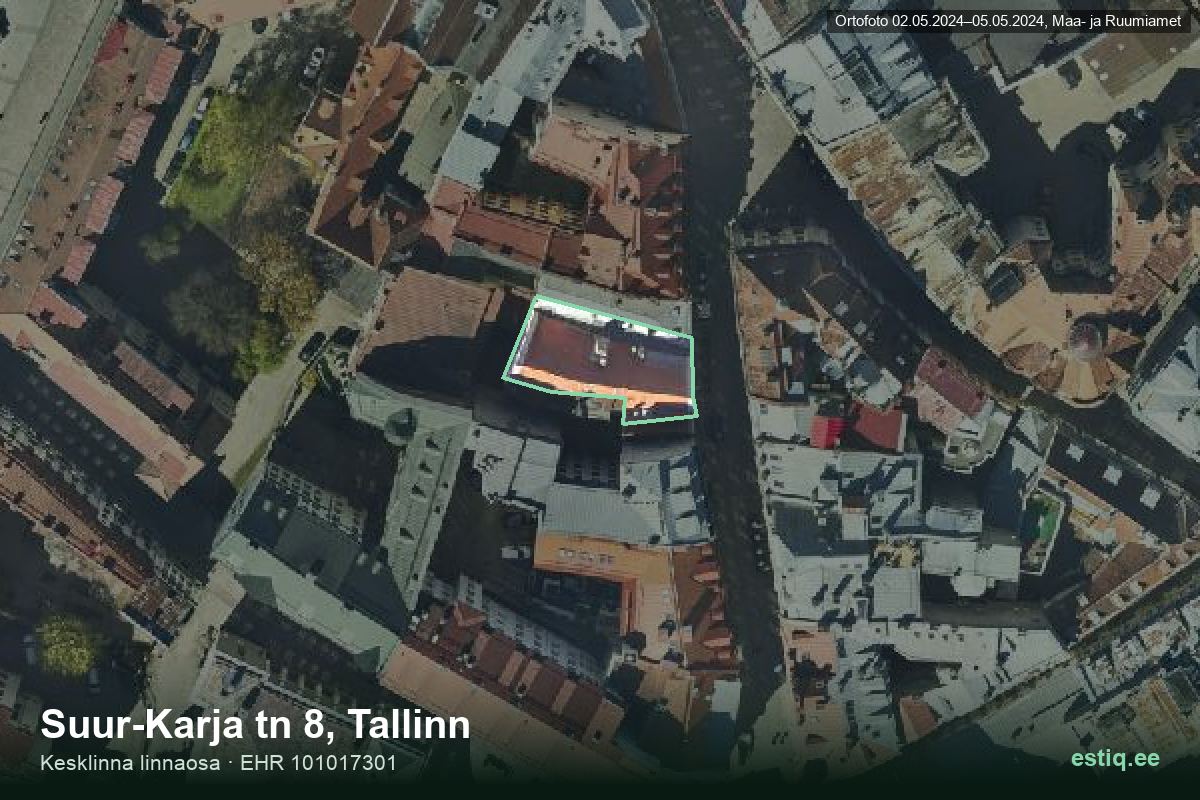 Suur-Karja tänav 8, Tallinn – ilmakuva rakennuksesta, ääriviiva rakennusrekisteristä (EHR)