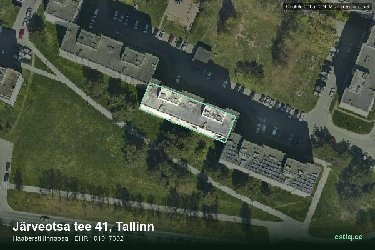 Järveotsa tee 41, Tallinn – hoone aerofoto, kontuur ehitisregistri (EHR) andmetest