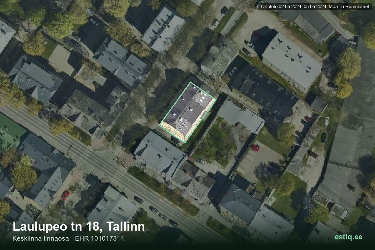 Laulupeo tänav 18, Tallinn – aerial photo of the building, outline from the Building Register (EHR)