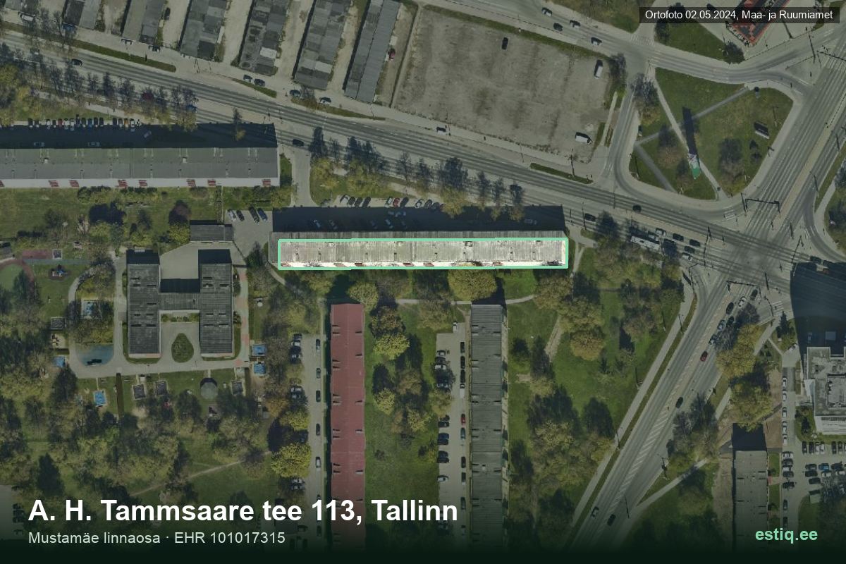 A. H. Tammsaare tee 113, Tallinn – hoone aerofoto, kontuur ehitisregistri (EHR) andmetest