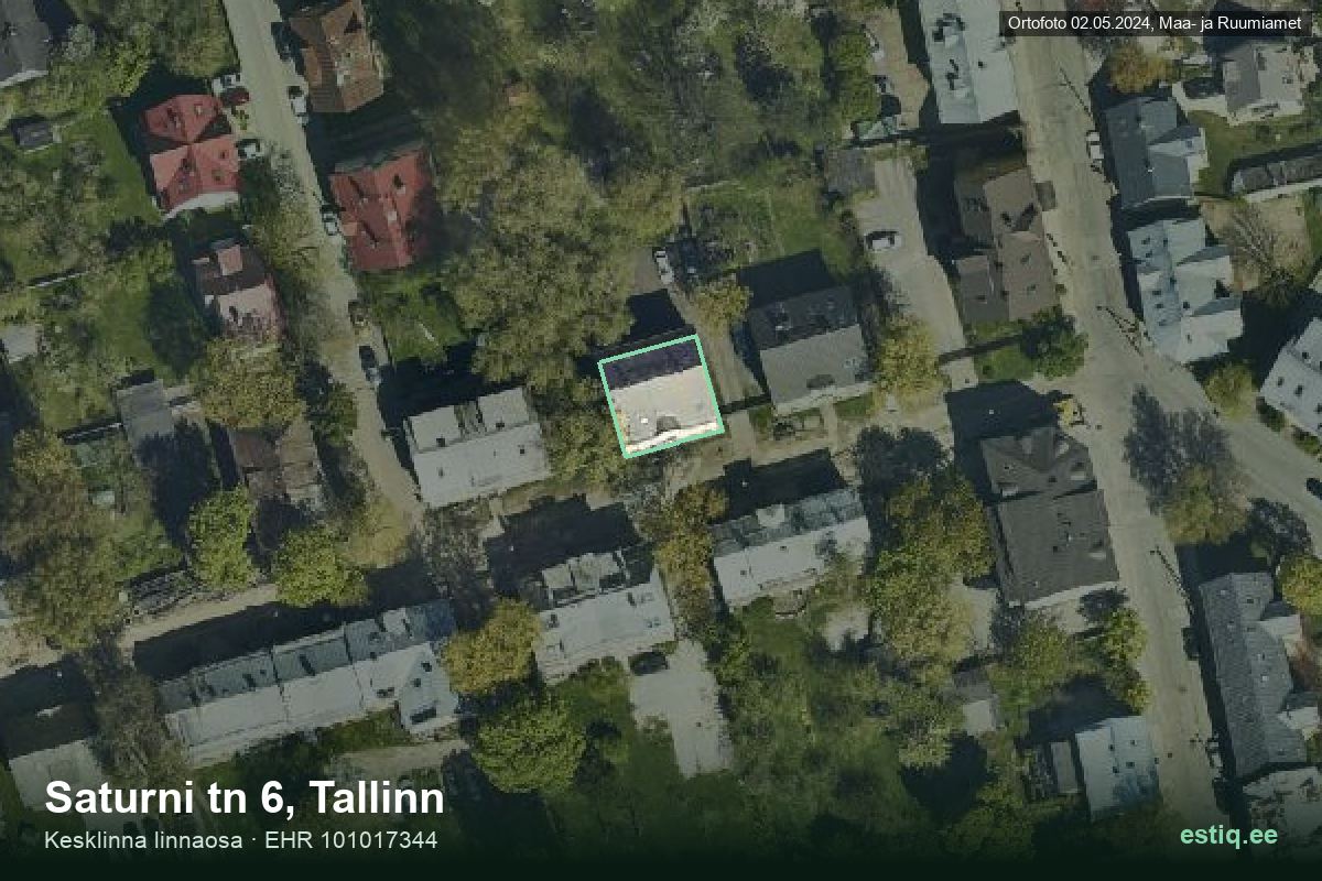 Saturni tänav 6, Tallinn – ilmakuva rakennuksesta, ääriviiva rakennusrekisteristä (EHR)