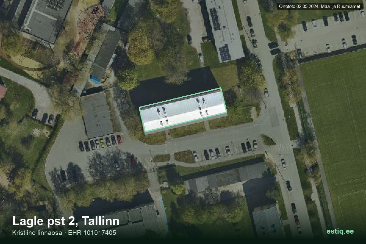 Lagle pst 2, Tallinn – аэрофото дома, контур по данным регистра строений (EHR)