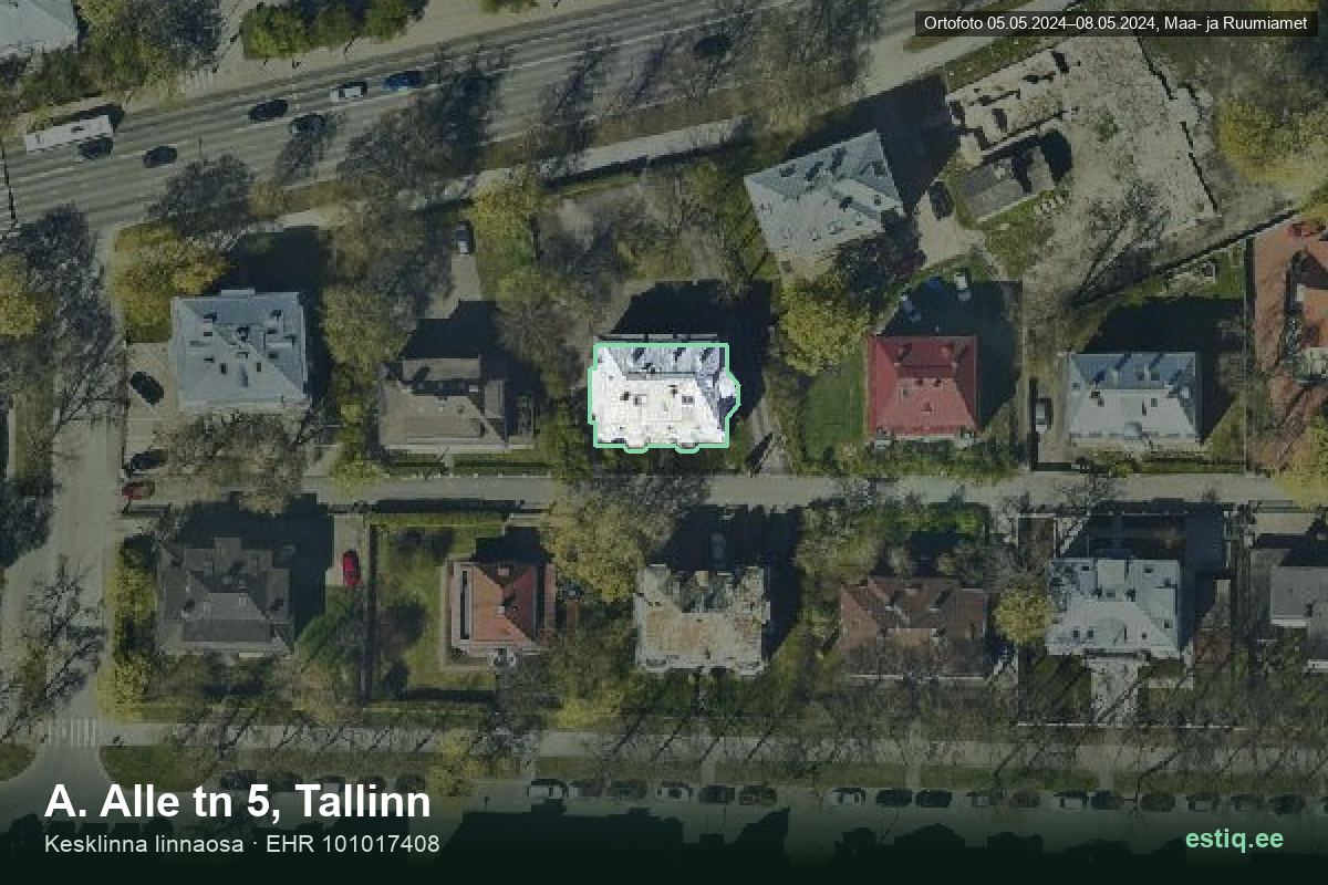 A. Alle tänav 5, Tallinn – hoone aerofoto, kontuur ehitisregistri (EHR) andmetest