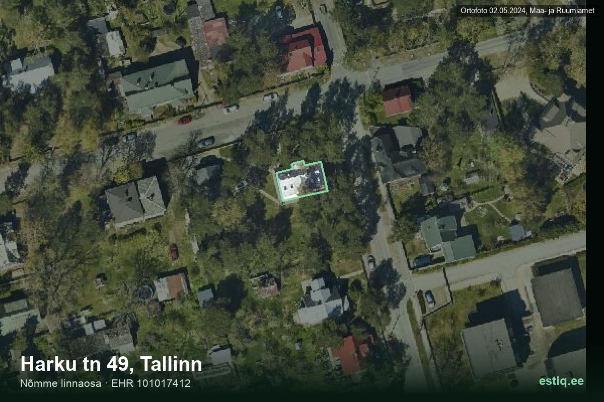 Harku tänav 49, Tallinn – ilmakuva rakennuksesta, ääriviiva rakennusrekisteristä (EHR)
