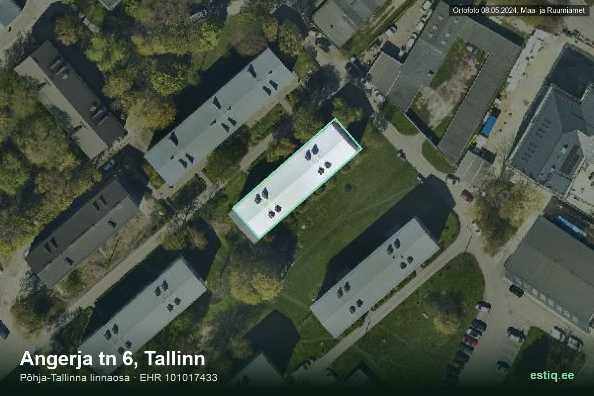 Angerja tänav 6, Tallinn – hoone aerofoto, kontuur ehitisregistri (EHR) andmetest