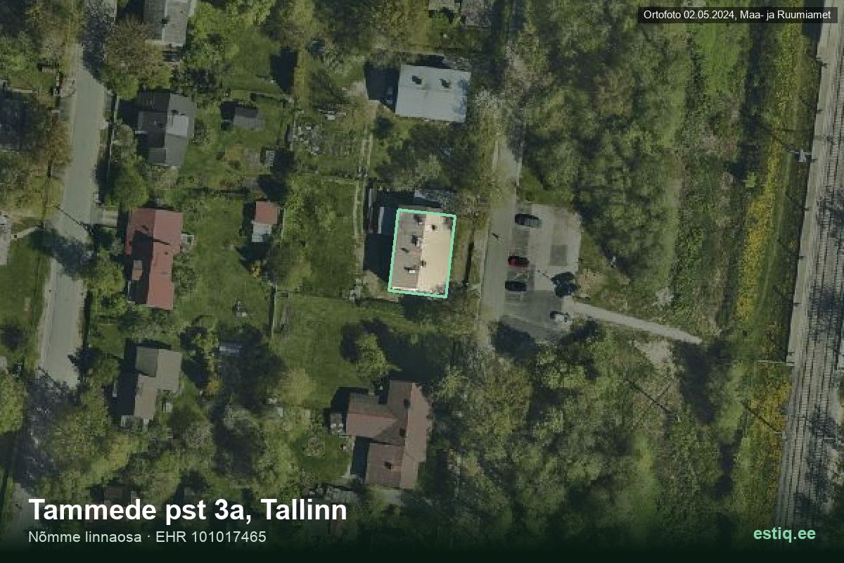 Tammede pst 3a, Tallinn – аэрофото дома, контур по данным регистра строений (EHR)