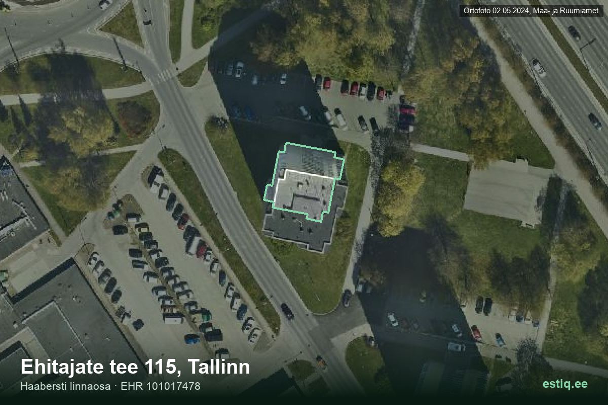 Ehitajate tee 115, Tallinn – hoone aerofoto, kontuur ehitisregistri (EHR) andmetest