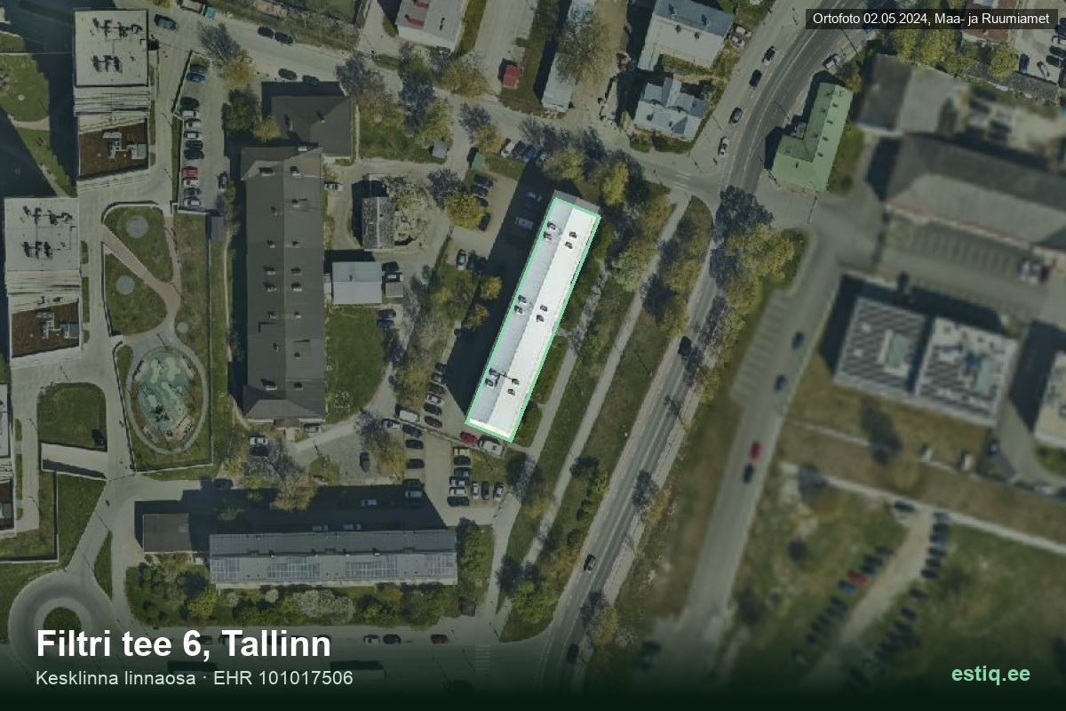 Filtri tee 6, Tallinn – аэрофото дома, контур по данным регистра строений (EHR)
