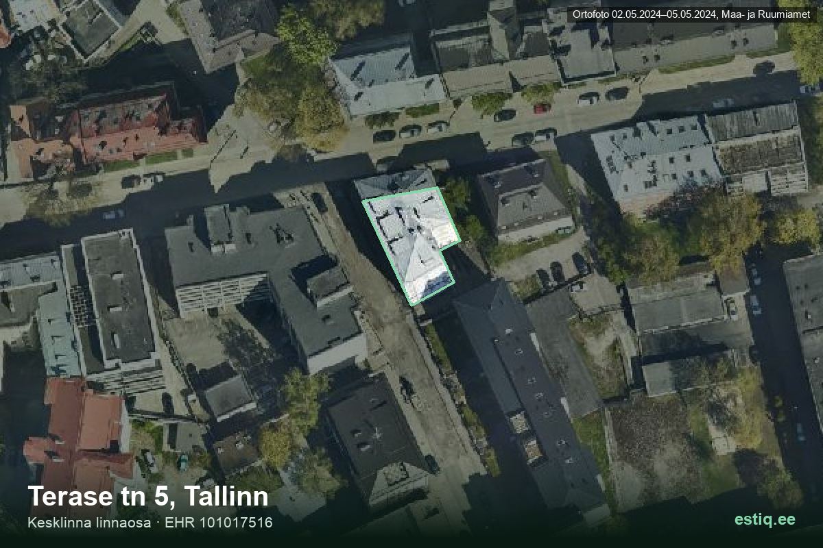 Terase tänav 5, Tallinn – aerial photo of the building, outline from the Building Register (EHR)