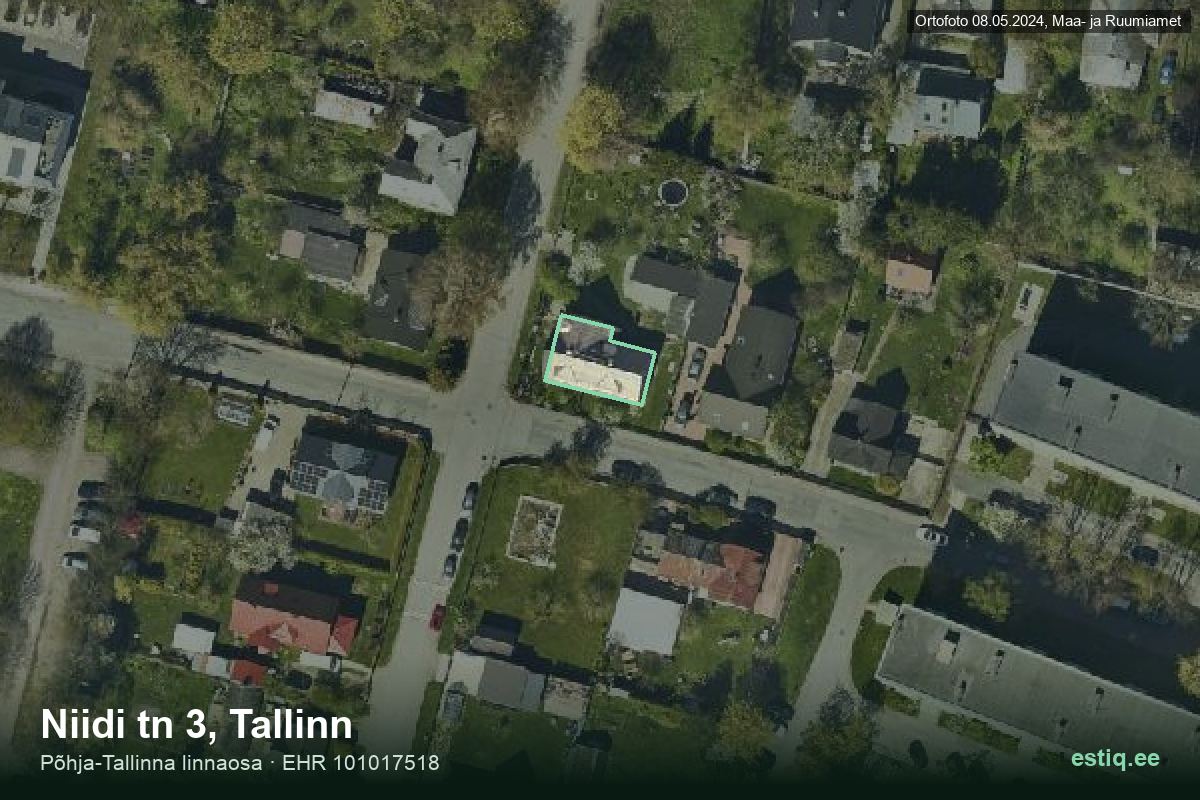 Niidi tänav 3, Tallinn – ilmakuva rakennuksesta, ääriviiva rakennusrekisteristä (EHR)