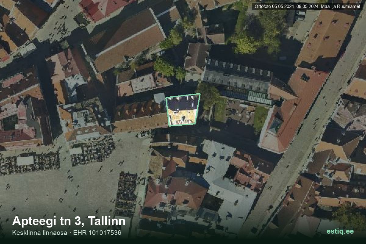 Apteegi tänav 3, Tallinn – hoone aerofoto, kontuur ehitisregistri (EHR) andmetest
