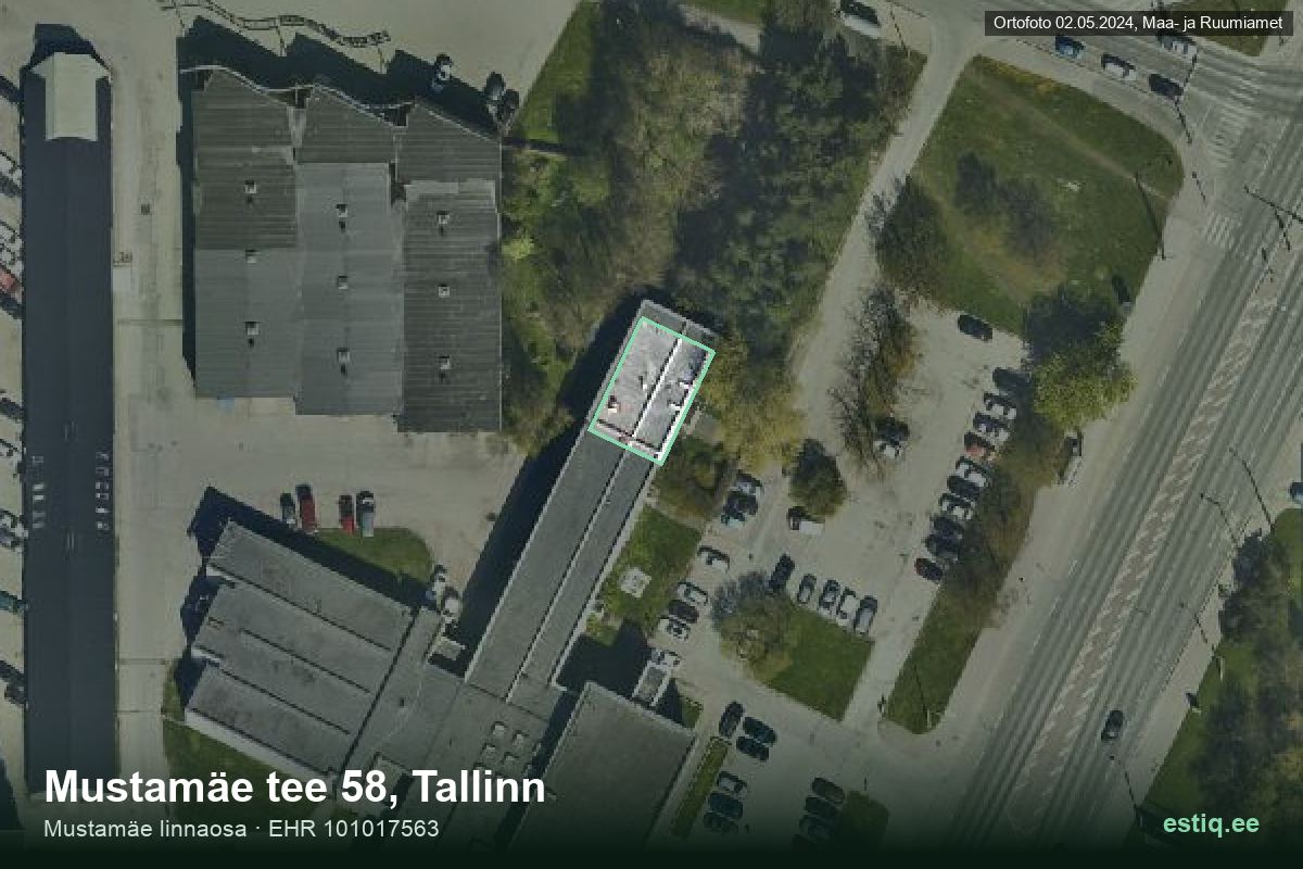 Mustamäe tee 58, Tallinn – hoone aerofoto, kontuur ehitisregistri (EHR) andmetest