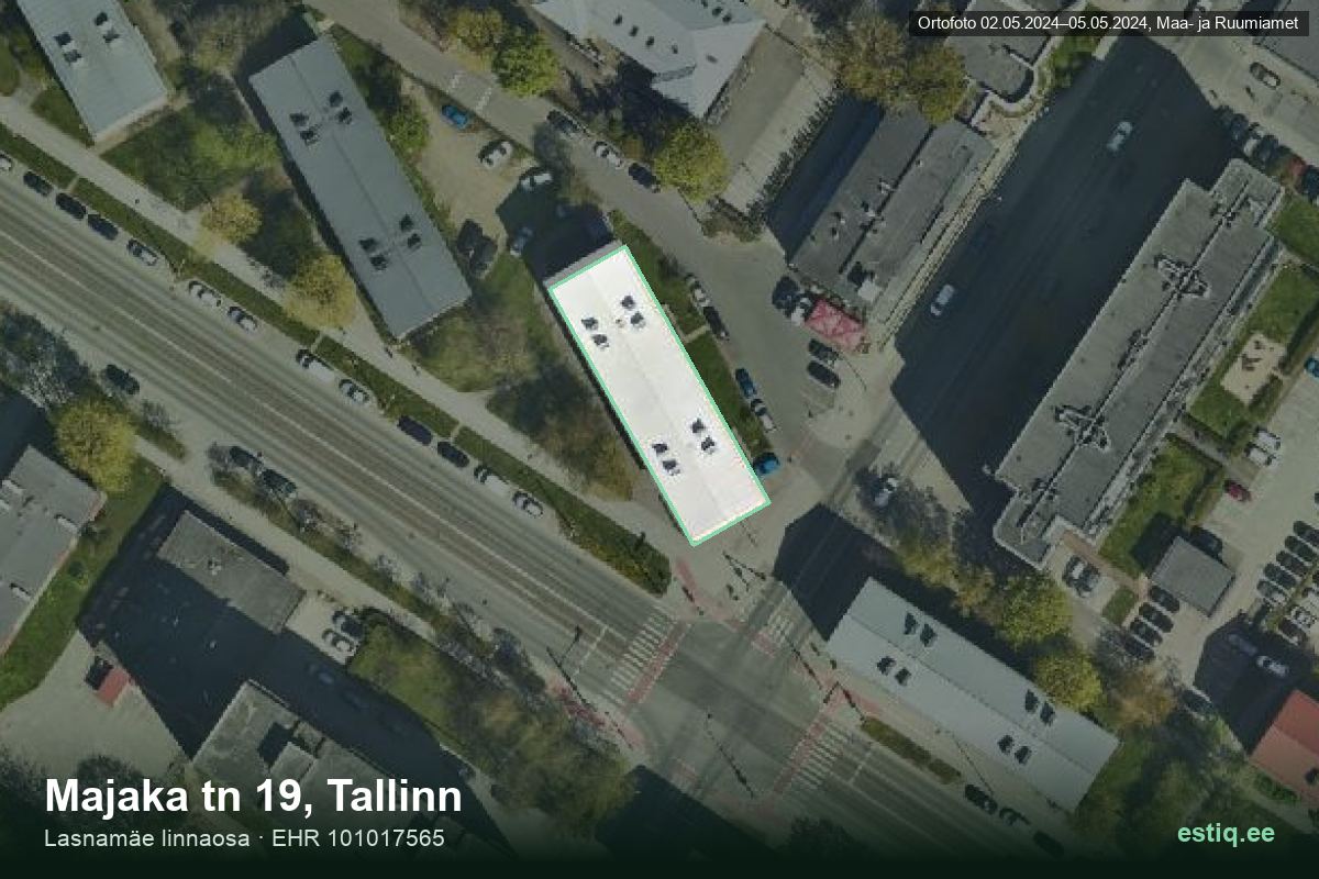 Majaka tänav 19, Tallinn – hoone aerofoto, kontuur ehitisregistri (EHR) andmetest