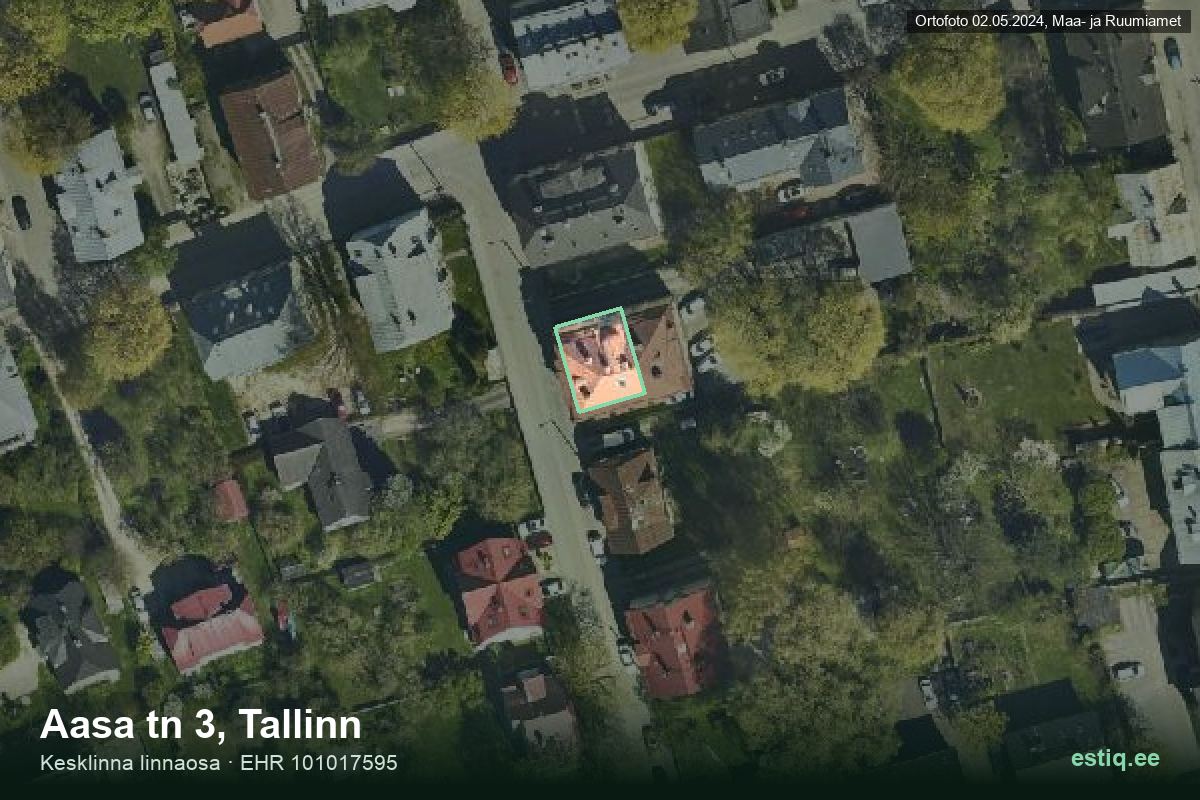 Aasa tänav 3, Tallinn – hoone aerofoto, kontuur ehitisregistri (EHR) andmetest