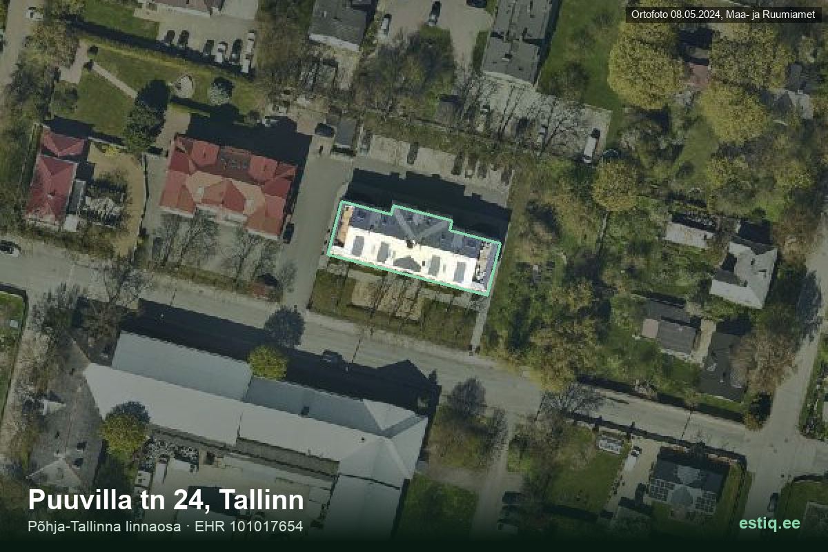 Puuvilla tänav 24, Tallinn – hoone aerofoto, kontuur ehitisregistri (EHR) andmetest